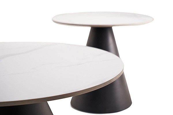 Комплект журнальних столів Vetro Mebel CT-40 Рокко білий мармур-чорний-3