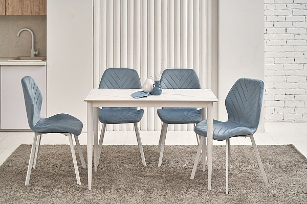 Стілець Vetro Mebel N-54 Блакитний топаз велюр-білий-1