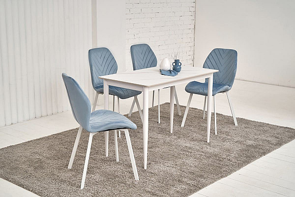 Стілець Vetro Mebel N-54 Блакитний топаз велюр-білий-2