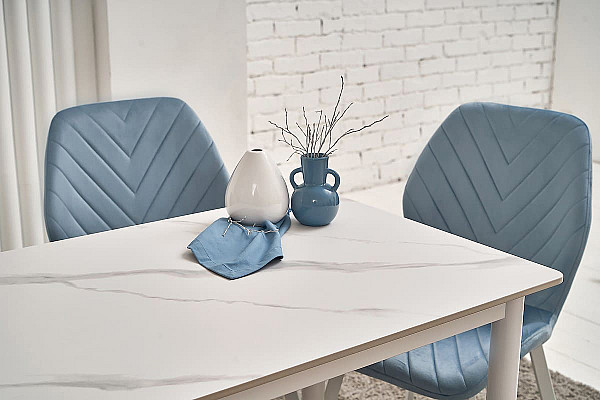 Стілець Vetro Mebel N-54 Блакитний топаз велюр-білий-3