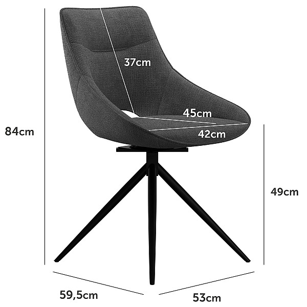 Стул поворотный Vetro Mebel R-105 Пепельный-черный ткань-19