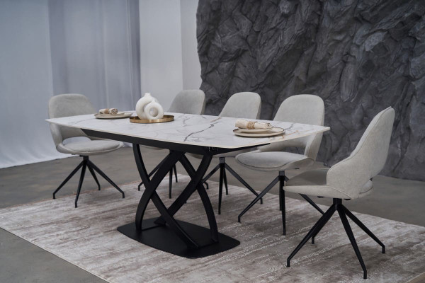 Стул поворотный Vetro Mebel R-110 Жареный миндаль-черный ткань-3