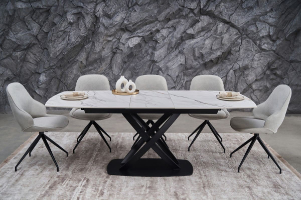 Стул поворотный Vetro Mebel R-110 Жареный миндаль-черный ткань-2