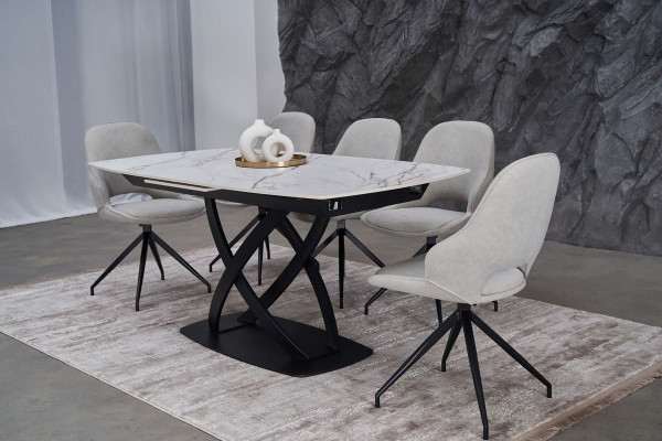 Стул поворотный Vetro Mebel R-110 Жареный миндаль-черный ткань-4