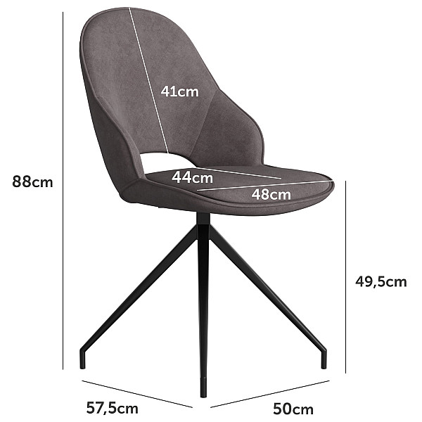 Стілець поворотний Vetro Mebel R-110 Макіато-чорний тканина-9