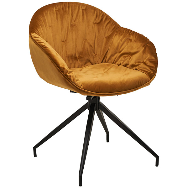 Стул поворотный Vetro Mebel R-145 Горчичный-черный ткань велюр-0