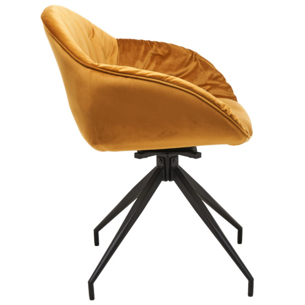 Стул поворотный Vetro Mebel R-145 Горчичный-черный ткань велюр-2