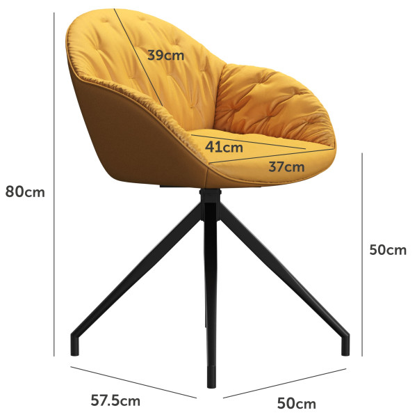 Стул поворотный Vetro Mebel R-145 Горчичный-черный ткань велюр-10