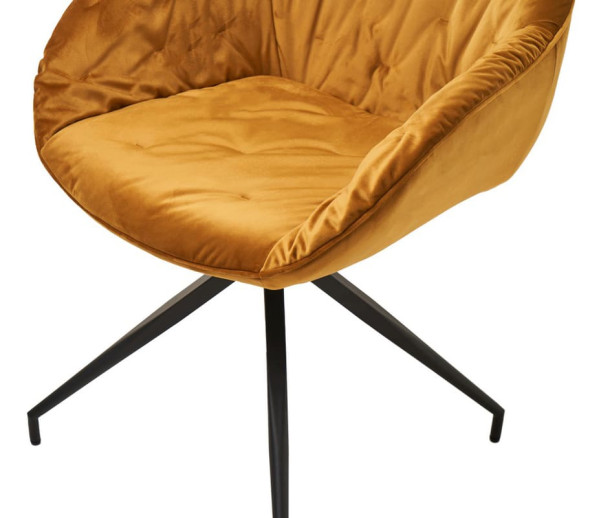 Стул поворотный Vetro Mebel R-145 Горчичный-черный ткань велюр-8