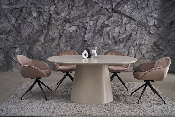 Стілець поворотний Vetro Mebel R-145 Капучіно-чорний тканина велюр-1