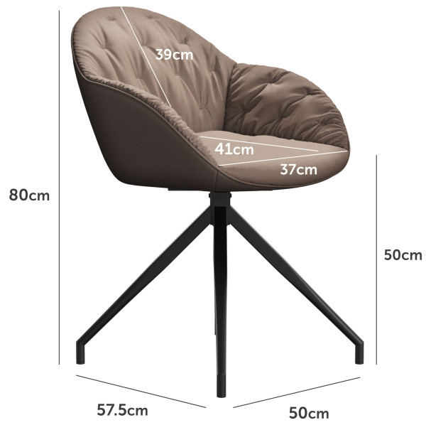 Стілець поворотний Vetro Mebel R-145 Капучіно-чорний тканина велюр-11