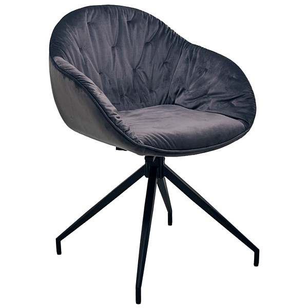 Стілець поворотний Vetro Mebel R-145 Сірий-чорний тканина велюр-0