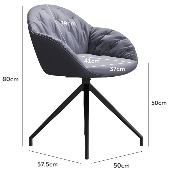 Стілець поворотний Vetro Mebel R-145 Сірий-чорний тканина велюр-10