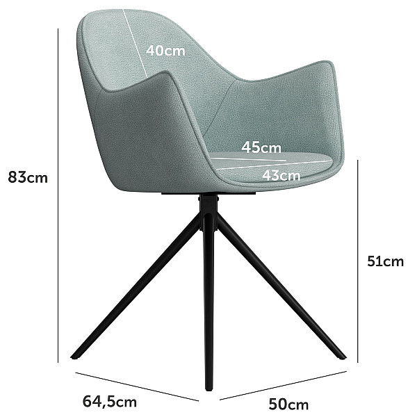 Стул поворотный Vetro Mebel R-150 Блу грей-черный ткань-9