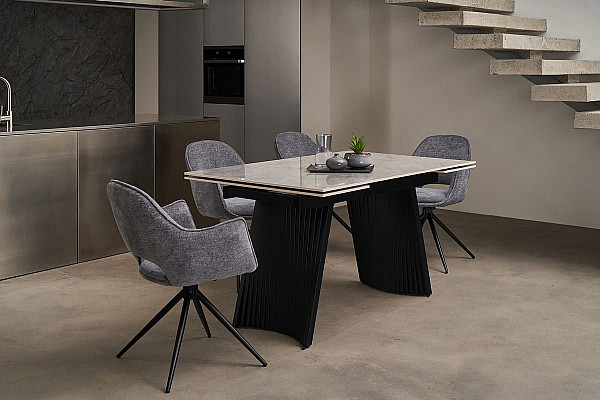 Стул поворотный Vetro Mebel R-150 Пепельный-черный ткань-1