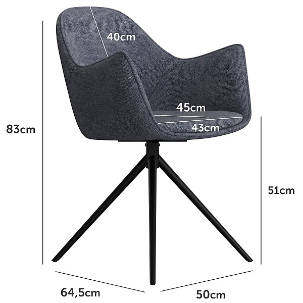 Стул поворотный Vetro Mebel R-150 Пепельный-черный ткань-16