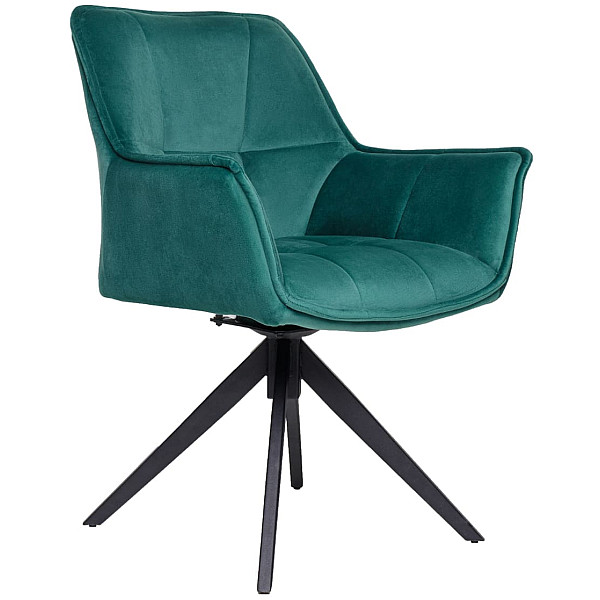 Стул поворотный Vetro Mebel R-68 Изумрудный-черный велюр-0
