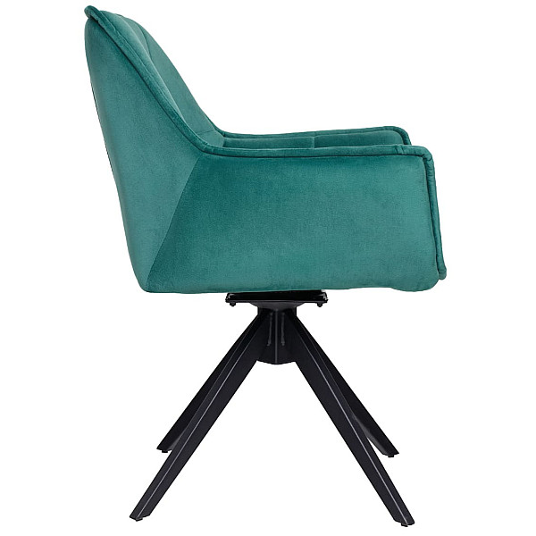 Стул поворотный Vetro Mebel R-68 Изумрудный-черный велюр-2