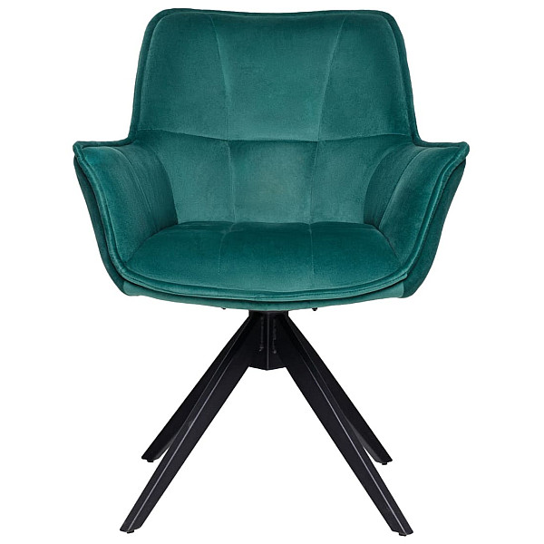Стул поворотный Vetro Mebel R-68 Изумрудный-черный велюр-1
