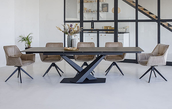 Стілець поворотний Vetro Mebel R-68 Капучіно-чорний велюр-2