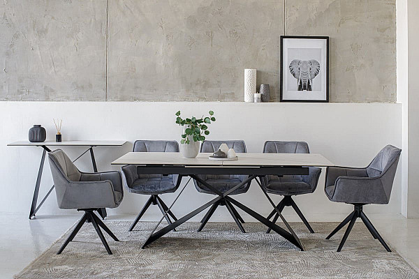 Стілець поворотний Vetro Mebel R-68 Сірий-чорний велюр-1