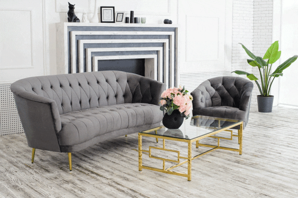 Кресло Vetro Mebel Лучия Серый-золото-3