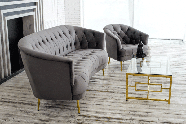 Кресло Vetro Mebel Лучия Серый-золото-6