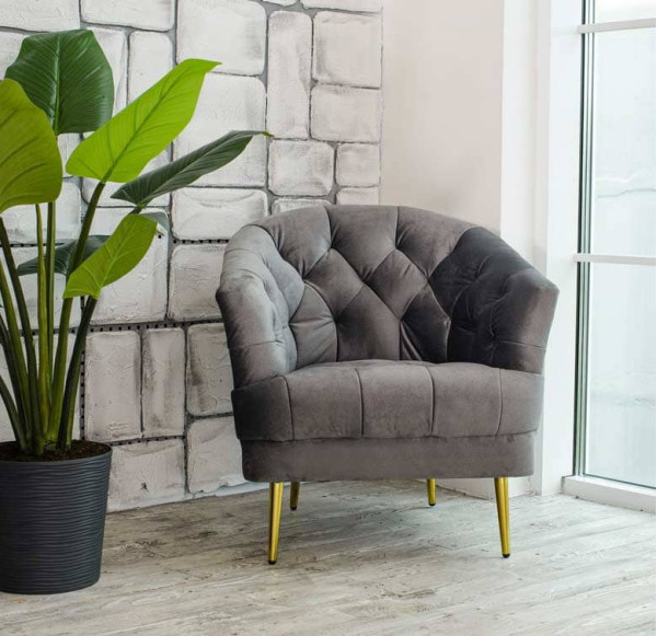 Кресло Vetro Mebel Лучия Серый-золото-0