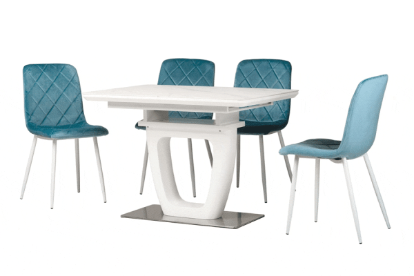 Розкладний обідній стіл Vetro Mebel TML-860-1 Білий мармур-1