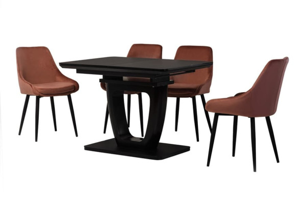 Розкладний обідній стіл Vetro Mebel TML-560-1 Чорний-11