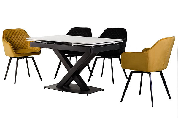 Керамічний стіл розкладний обідній Vetro Mebel TML-817-1 Білий мармур-1