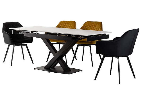 Керамічний стіл розкладний обідній Vetro Mebel TML-817-1 Білий мармур-2