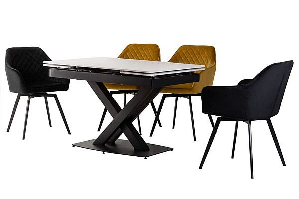 Керамічний стіл розкладний обідній Vetro Mebel TML-817-1 Білий мармур-3