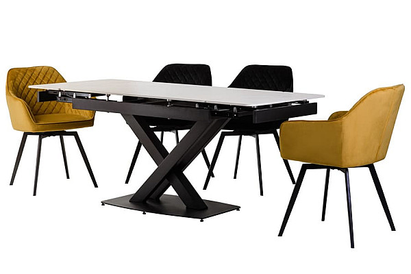 Керамічний стіл розкладний обідній Vetro Mebel TML-817-1 Білий мармур-4