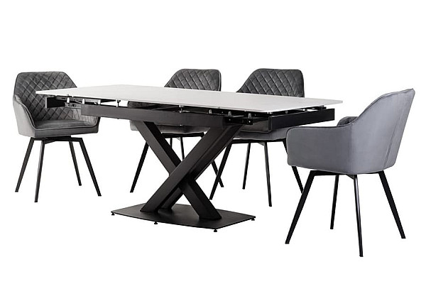 Керамічний стіл розкладний обідній Vetro Mebel TML-817-1 Білий мармур-5