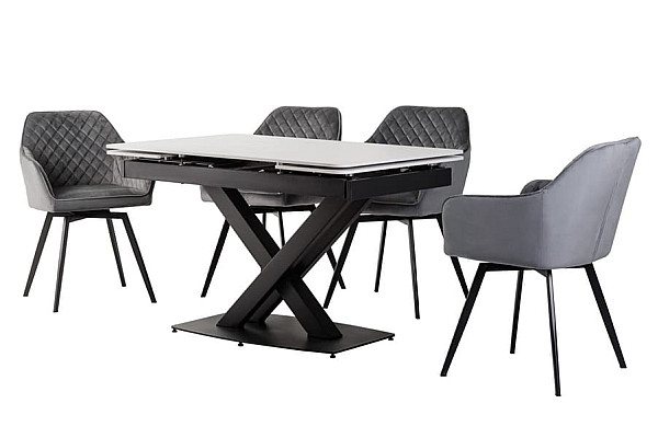 Керамічний стіл розкладний обідній Vetro Mebel TML-817-1 Білий мармур-6