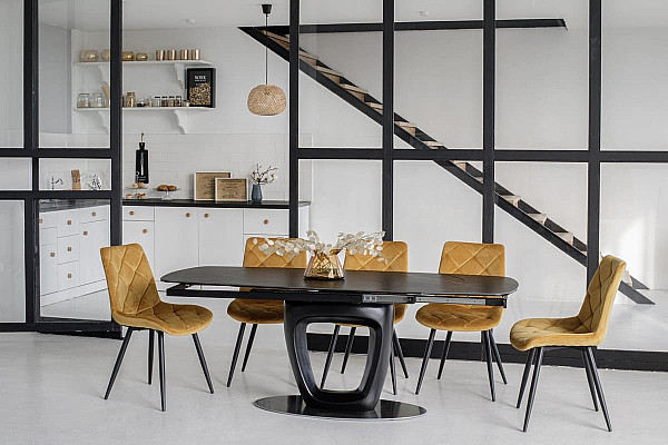 Стул Vetro Mebel M-45 Горчичный-черный-3