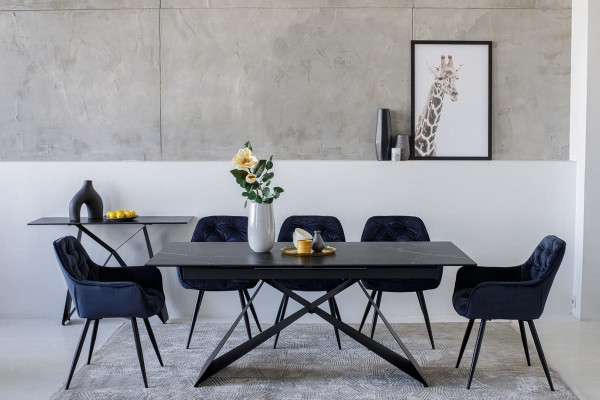 Стілець крісло Vetro Mebel M-65 Чорно-синій велюр-1