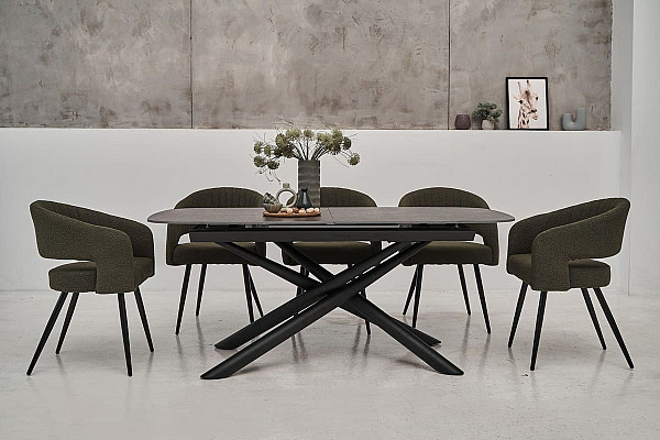 Стілець Vetro Mebel M-68 Оливково-чорний Тканина-1