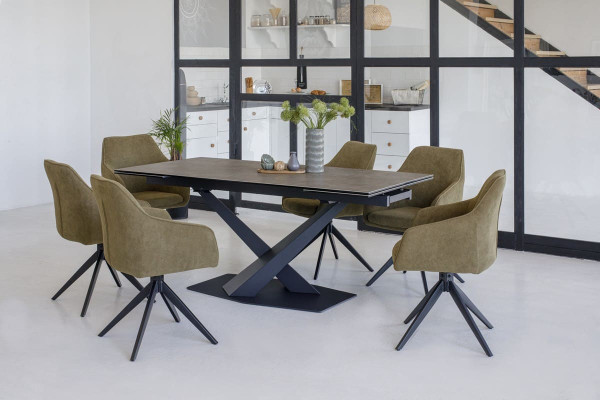 Стул поворотный Vetro Mebel R-100 Оливка вельвет-1