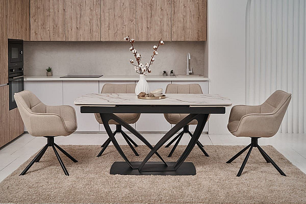 Стул поворотный Vetro Mebel R-69 Айвори ткань-1