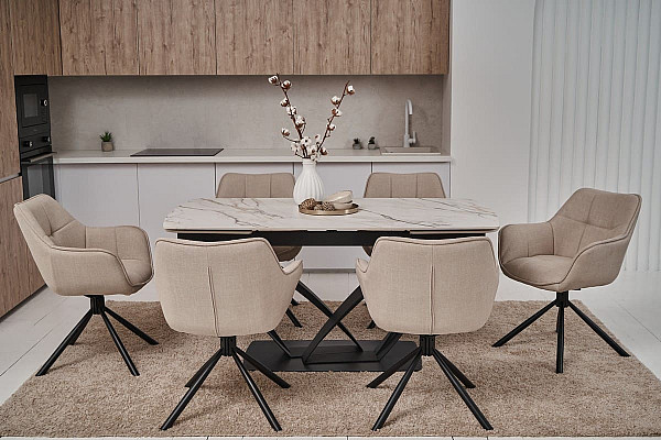 Стул поворотный Vetro Mebel R-69 Айвори ткань-2