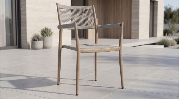 Стілець садовий Vetro Mebel Етна ODC-15 Айворі/білий дуб-1