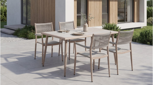 Стілець садовий Vetro Mebel Етна ODC-15 Айворі/білий дуб-2