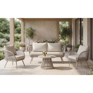 Комплект садовой мебели Vetro Mebel Капри ODS-1 Дрифтвуд грей/айвори