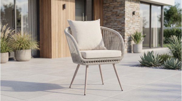 Стілець садовий Vetro Mebel Лукка ODC-10 Айворі/білий дуб-1