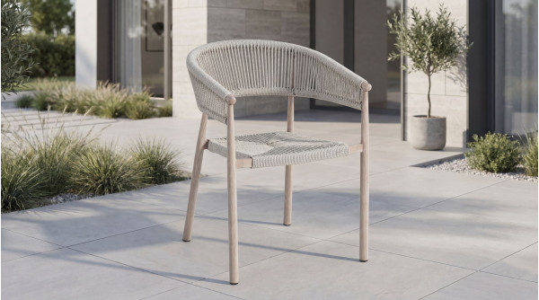 Стілець садовий Vetro Mebel Нолі ODC-20 Айворі/білий дуб-2