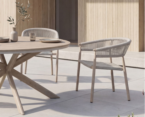 Стілець садовий Vetro Mebel Нолі ODC-20 Айворі/білий дуб-1