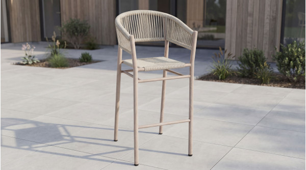 Стілець барний садовий Vetro Mebel Равелло ODB-10 Айворі/білий дуб-1