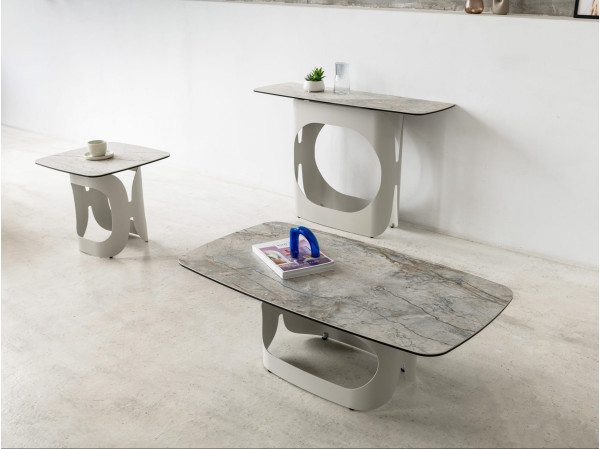 Кавовий стіл Vetro Mebel Арно сільвер рівер/айворі-5